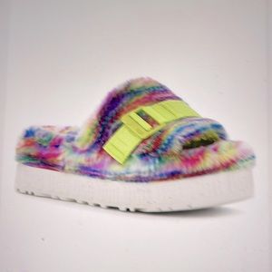 Uggs White Fluffita Pixelate Sandal-size 6 NIB